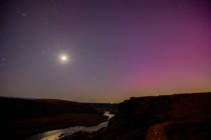 Moon and Aurora over the Snake River Canyon