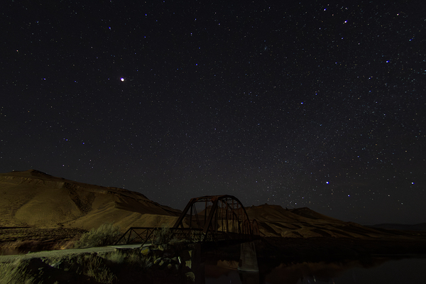 Lunar Eclipse 03 14 25 over historic Guffey Bridge on the Snake  by Nature Photo Northwest