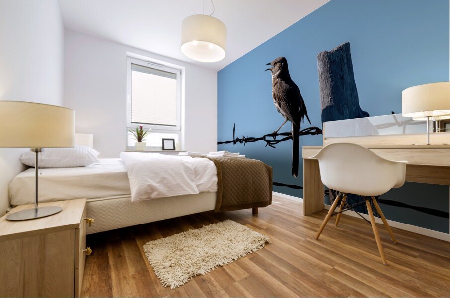 Sage Thrasher singing Mural print